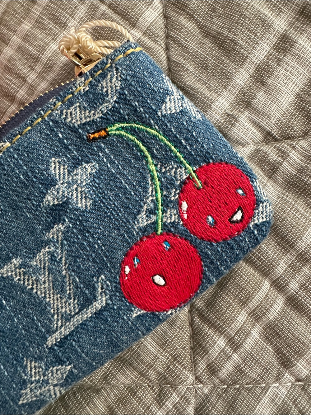 LV x TM Denim cerises Key Pouch with Limited stickers/ dustbag/ box, No Offers - Picture 7 of 8